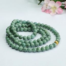 Strand Grade A Myanmar Jadeite With Certificate Burma Green Jades Bead Elastic Beaded Multi-layer Bracelets Men Women Jade Stone Bangle