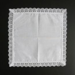 23x25cm Cotton White Lace Thin Handkerchief Women Wedding Gifts Party Decoration Cloth Napkins Plain Blank DIY Handkerchief