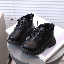 Boots Autumn Winter Kids Nonslip Comfortable Leather Children's Rubber Outsole Ankle Boys Girls Toddler Casual Shoes 230811