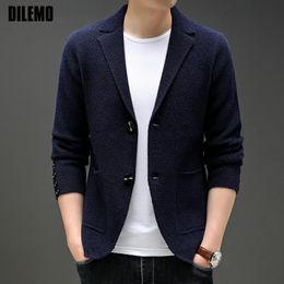 Men's Jackets Top Grade Brand Fashion Knit Blazer Mens Top Cardigan Slim Fit Sweater Autum Winter Casual Coats Jacket Mens Clothes 230812