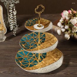 Plates EECAMAIL Bone China Afternoon Tea Dessert Stand Three Table Creative Plate European Small Luxury Fruit Cak