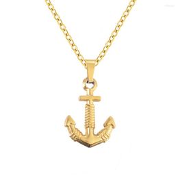 Pendant Necklaces Gold Colour Necklace Unisex Metal Chain Boat Anchor Cool Classic Women Men Collar Stainless Steel Jewellery