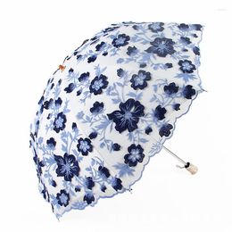 Umbrellas Creative Lace Embroidery Umbrella Double Layer UV Sun Protection Parasol Outdoor Men Women 2-Folding Parasoles