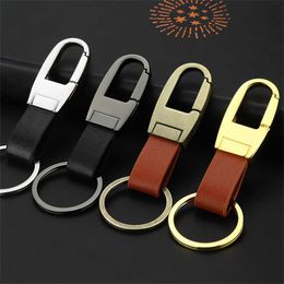 Keychains Lanyards Imitation Leather KeyRing Fashion Men's Simple Cowhide Car Wallet Key Accessories Metal High Class Style Classical Keychains