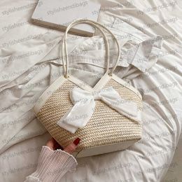 Women Handbag Underarm Bag High Quality Straw Bag Large Capacity Tote Bag Shoulder Bag Woven Bag Bow Shopping Bag Magnetic Buckle Casual Bag stylisheendibags