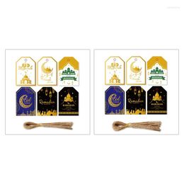 Gift Wrap 2023 48/96 Sets Ramadan Tags Moon Star Box Package Hanging Labels With String For Eid Mubarak Muslim Party Favors