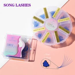 False Eyelashes SongLashes 500Fans Pointed Base 6D 007Thickness Rainbow Promade Volume Fans Colorful Loose Makeup Tool 230811