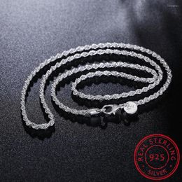 Chains Real 925 Sterling Silver Men's Fine Jewelry 3mm Twisted Rope Chain Necklace Size 16-30inch Charm Colar