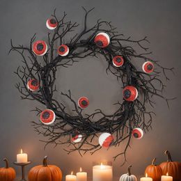 Other Event Party Supplies Welcome Sign Wreath Deadwood Wreath with Led Lights Halloween Eyeball Garland for Festive Party Decorations Halloween Party 230811