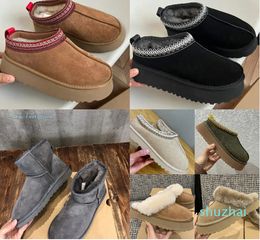 Tasman Slipper Slide Ultra Mini Platform Slippers Woman Autumn Winter Classics Snow Boot Ultra- lightweight Lined with Plush Wool Size