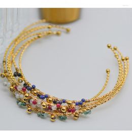 Charm Bracelets Stainless Steel Natural Stone Bracelet For Women Handmade Light Luxury C-shaped Opening Adjustable Trendy Jewelry
