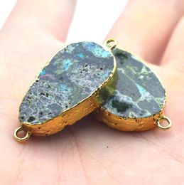 Pendant Necklaces Natural Turquoise Oval Connector Pendants Electroplating Necklace Unique Crystals Gold Plating Fashion Jewellery