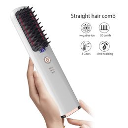 Curling Irons QXXZ Straight Hair Comb Intelligent Heating Straightener Electric Ceramic Women's Hair Brush Styling Tool 230811