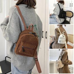 School Bags Ladies Handbags Cute Little Wool Backpack All-match Trend Polar Fleece Daypack Outdoor Travel Bag For Girls