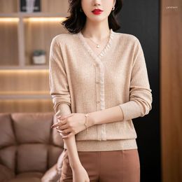 Women's Sweaters Elegant Fashion V-neck Lace Pullover Tops Women Autumn Casual Long Sleeve Soft Comfortable Basic Knitted Sweater