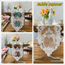 Table Runner Luxurious European Chenille Fabric Embroidered Table Runner Piano Cover Villa Kitchen el Conference Hall Party Banquet Decor 230811