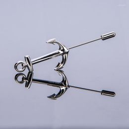 Brooches Novelty Anchor Luxury Silver Colour Lapel Pin Corsage For Women Men Suit Coat Wedding Collar Jewellery Accessories Gifts