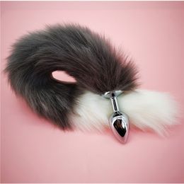 Anal Toys Adult Long Imitation Hair Metal Plug Cosplay Couple Flirting Sex Toy Faux Tail Design Supply sex toys 230811