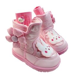 Boots Cute Rabbit Toddler Girls' Waterproof Fashion Snow Boots Child Sweet Girls Warm Thicken Plush Fur Winter Shoes Kid Floral Shoes 230811