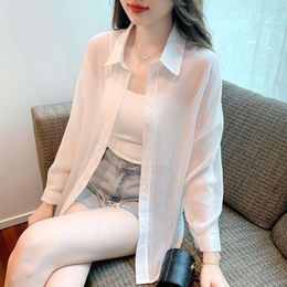 Colors Summer Shirt Chiffon Sunblock Long Sleeved Cardigan Medium Pure Color Air Conditioning For Women