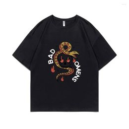 Men's T Shirts Funny Bad Omens Snake Print T-shirt Skull Graphic Summer Men Women Fashion Casual Tees Unisex Cotton Tshirt