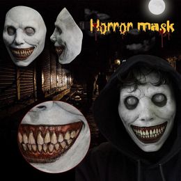 Party Masks Demon Masks Halloween Character Dress up Horror Rubber Masks Cosplay Props Exorcist Masks Smile White Eyes Demon Headgears Masks 230812