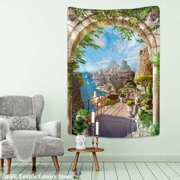 Tapestries Arch European Style Architectural Tapestry Wall Hanging Mattress Modern European Style Bedroom Decor