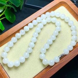 Strand Natural White Marble Jade Necklace Polishing Jewellery Crystal Healing Lucky Fashion Accessory Birthday Gift For Women 1pcs 10MM