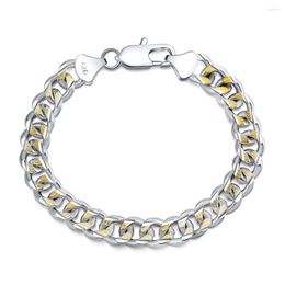 Link Bracelets Beautiful Silver Gold Colour Bracelet Noble 10MM Solid Men Chain Fashion Wedding Cute Lady Nice Women Jewellery