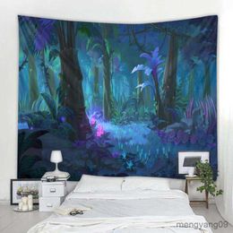 Tapestries Home Decor Fantasy Landscape Forest Print Tapestry Art Wall Hanging Room Decoration Yoga Mat Background Cloth tapiz R230812