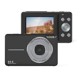 Câmera digital, FHD 1080P Kids Camera 44MP Point e Shoot Digital Cameras com cartão SD de 32 GB, Zoom 16x, duas baterias, câmera pequena compacta