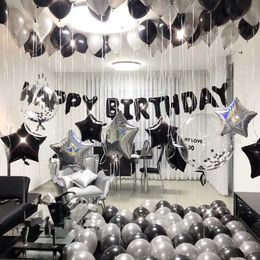 Decoration Black White Silver Birthday Balloons Set Baby Shower Birthday Decorations Beard Father's Day Supplies Globos