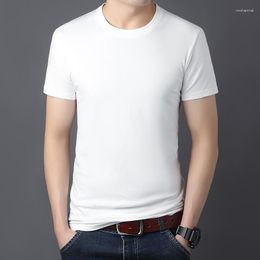 Men's Suits A2218 Summer Mens Tshirt Cotton White Solid T Shirt Men Causal O Neck Short Sleeve Daily Tops