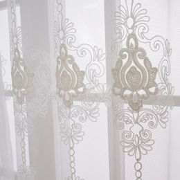 Sheer Curtains European American Light Luxury Curtain Embroidered White Window Lace for Living Dining Room Bedroom 230812