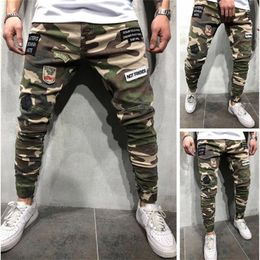 Mens Skinny Stretch Denim Pants Camouflage Pleated Ripped Slim Fit Jeans Trousers 2019 pants jeans men Clothing263x