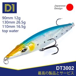 Baits Lures D1 Topwater Pencil Lure Stickbaits Floating Fishing Lures 90mm 110mm 130mm Sureface Sea Fishing Baits For Seabass DT3002 230812