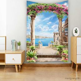 Tapestries Home decoration tapestry wall-mounted retro landscape printed fabric background cloth aesthetic room decoration R230812