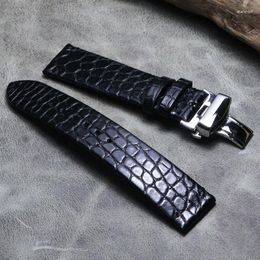 Watch Bands 18 19 20 21 22mm High Quality Black Crocodile Leather Strap Genuine Chain Skin Watchband Accessories