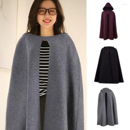 Scarves Woollen Cloak Coat Hooded Cape Stylish Women's Winter Warm Sleeveless Outdoor Shawl For A Fashionable Cosy Look