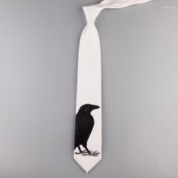 Bow Ties As A Gift Fashion Creative Crow Animal Pattern Tie For Party Groom Black Student Neck Bag Packing 1piece