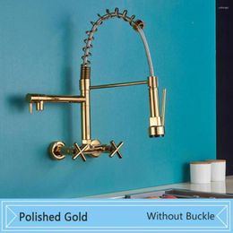 Kitchen Faucets Wall Mounted Spring Faucet All Copper Cold And Universal Multifunctional Rotating