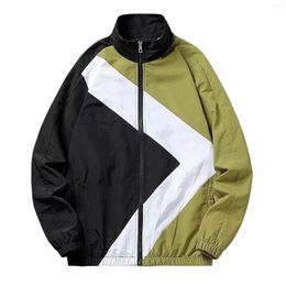 Men's Jackets Oversized Men Vintage Spring Autumn Women Coat Windbreaker Contrast Chaqueta Stand Collar Overcoat Retro 90s Sport