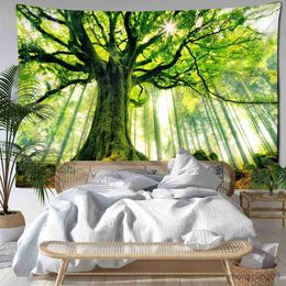 Tapestries Cheap Hippie Wall Hanging Wall Tapestry Wall Art Decoration Beautiful Natural Forest Print Large Wall Tapestry R230812