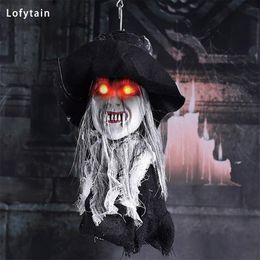 Other Event Party Supplies Lofytain 360 ° Rotating Hanging Ghost Head Electric Drive Sound-Controlled Halloween Decoration Haunted House KTV Bar Props 230811