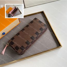 Designer wallet M60744/60742 Women's Leather Zipper Coin Purse Designer Purse Fashion Canvas Card Holder Pocket Women's wallet Brown Grid