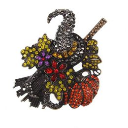 10pcs/lot Crystal Halloween Witch Brooches Rhinestone Holiday Brooch Pin for Women