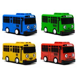 Diecast Model Cars 4Pcs/Set Small Car Korean Cartoon Tayo The Little Bus Araba Oyuncak Pl Back Toy Kids Birthday Gift Lj200930 Drop Dhhbd