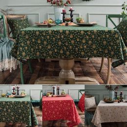 Table Cloth Christmas Tablecloth Rectangular Merry Party Decor Snow Xmas Decorations Supplies 2023 For Dining 140x180cm Green Red