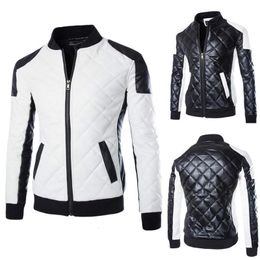 Men's Jackets Wash PU Leather Clothing Fashion Trend Diamondshaped Large Size Jacket 230812