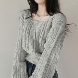 Women's Sweaters Oversized Women Pullover Knitted Sweater 2023 Autumn Square Collar Long Sleeve Casual Tops Solid Colour Female S-3xl